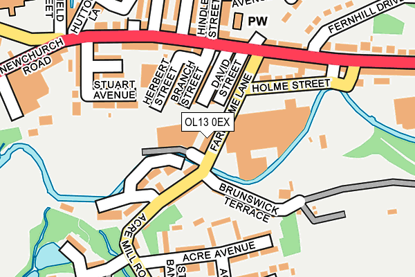 OL13 0EX map - OS OpenMap – Local (Ordnance Survey)