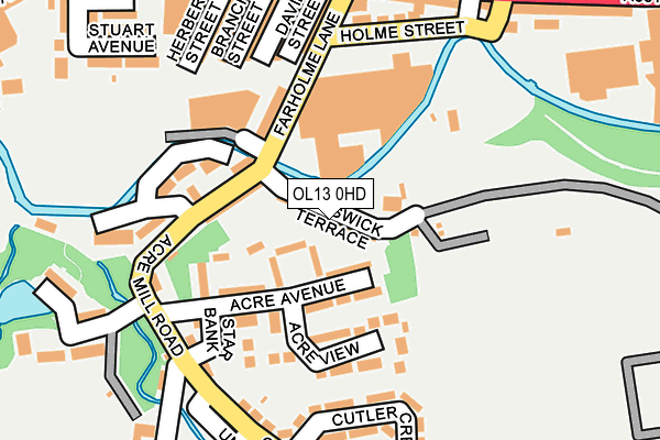 OL13 0HD map - OS OpenMap – Local (Ordnance Survey)