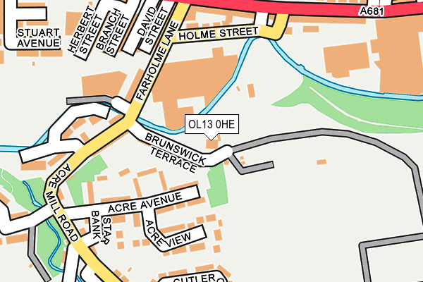 OL13 0HE map - OS OpenMap – Local (Ordnance Survey)