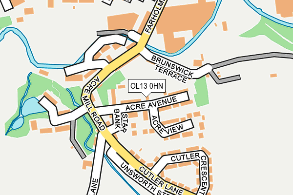 OL13 0HN map - OS OpenMap – Local (Ordnance Survey)