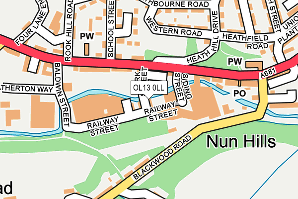 OL13 0LL map - OS OpenMap – Local (Ordnance Survey)