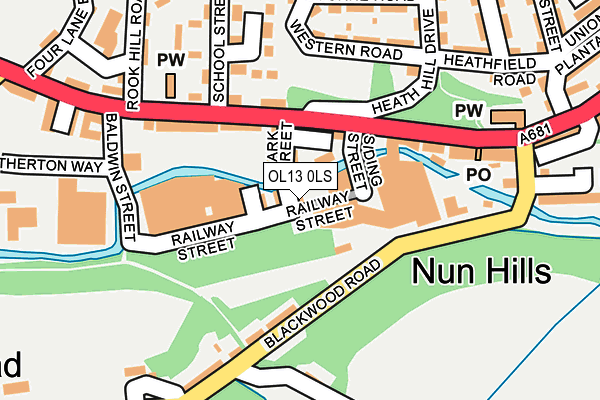 OL13 0LS map - OS OpenMap – Local (Ordnance Survey)