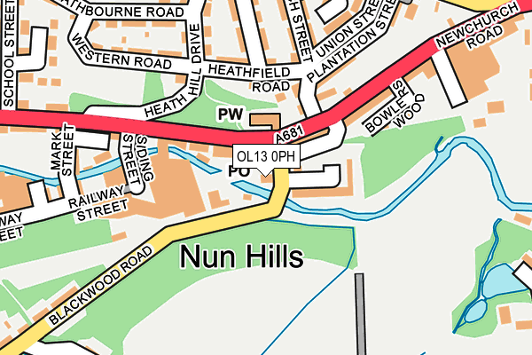 OL13 0PH map - OS OpenMap – Local (Ordnance Survey)