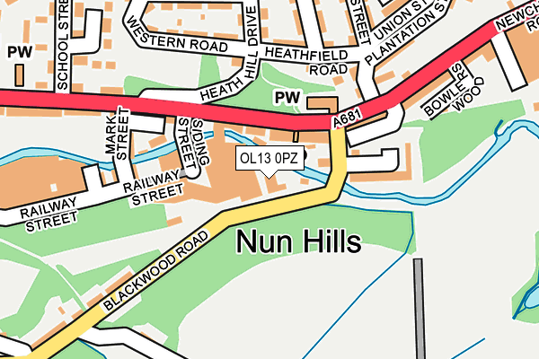 OL13 0PZ map - OS OpenMap – Local (Ordnance Survey)