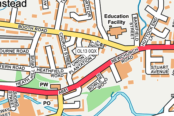 OL13 0QX map - OS OpenMap – Local (Ordnance Survey)