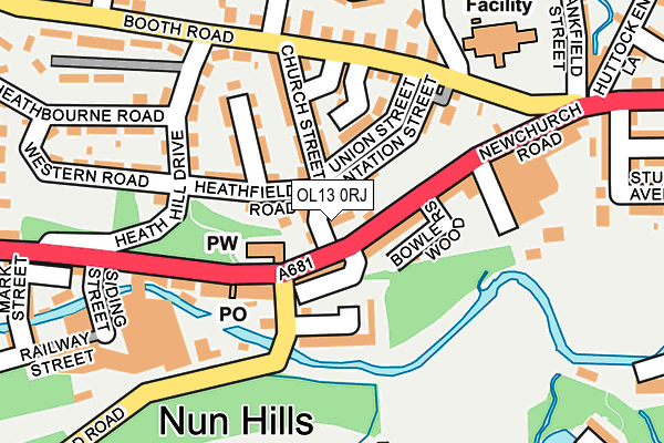 OL13 0RJ map - OS OpenMap – Local (Ordnance Survey)