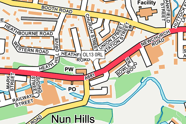 OL13 0RL map - OS OpenMap – Local (Ordnance Survey)