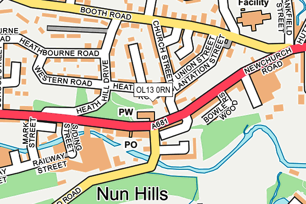 OL13 0RN map - OS OpenMap – Local (Ordnance Survey)