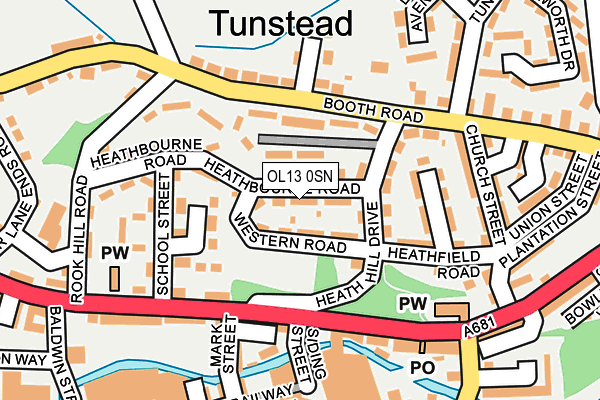 OL13 0SN map - OS OpenMap – Local (Ordnance Survey)