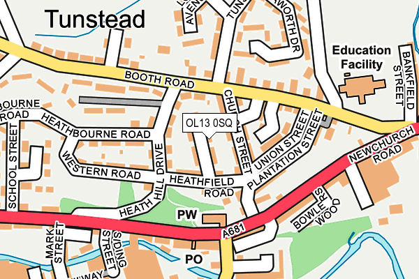 OL13 0SQ map - OS OpenMap – Local (Ordnance Survey)