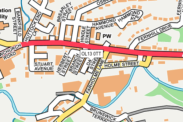 OL13 0TT map - OS OpenMap – Local (Ordnance Survey)