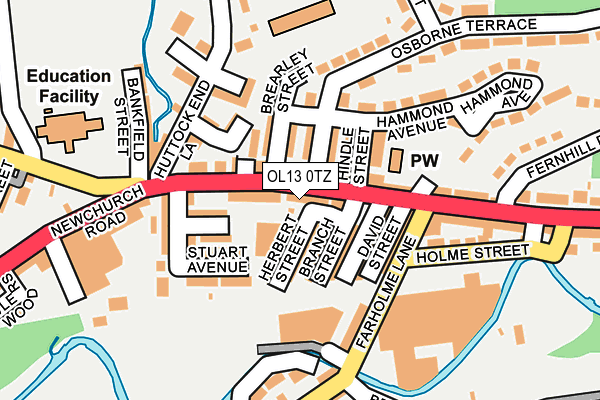 OL13 0TZ map - OS OpenMap – Local (Ordnance Survey)