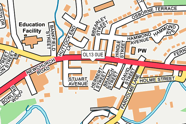 OL13 0UE map - OS OpenMap – Local (Ordnance Survey)