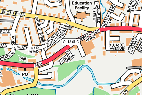 OL13 0UG map - OS OpenMap – Local (Ordnance Survey)