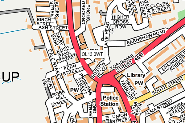 OL13 0WT map - OS OpenMap – Local (Ordnance Survey)