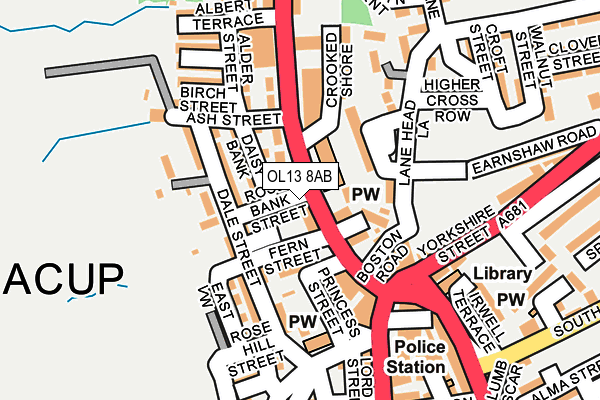 Map of BACUP FLOORING LTD at local scale