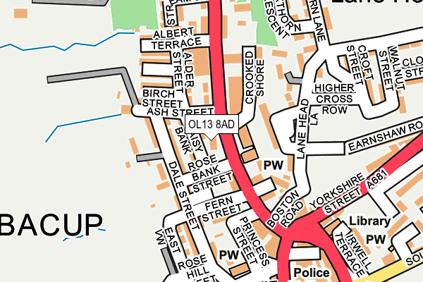 OL13 8AD map - OS OpenMap – Local (Ordnance Survey)