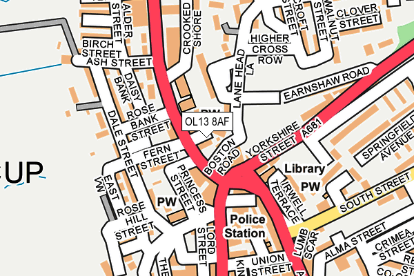 OL13 8AF map - OS OpenMap – Local (Ordnance Survey)