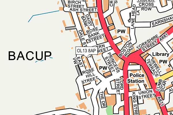 OL13 8AP map - OS OpenMap – Local (Ordnance Survey)