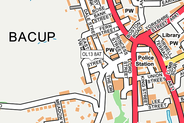 OL13 8AT map - OS OpenMap – Local (Ordnance Survey)