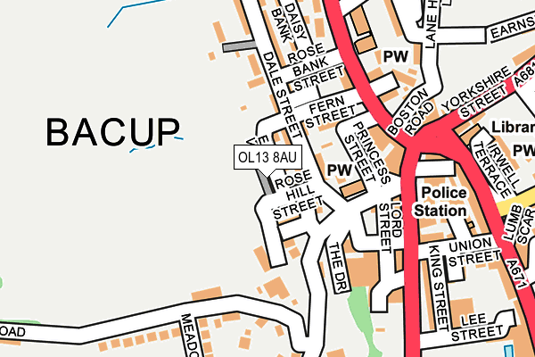 OL13 8AU map - OS OpenMap – Local (Ordnance Survey)