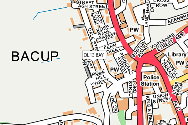 OL13 8AY map - OS OpenMap – Local (Ordnance Survey)