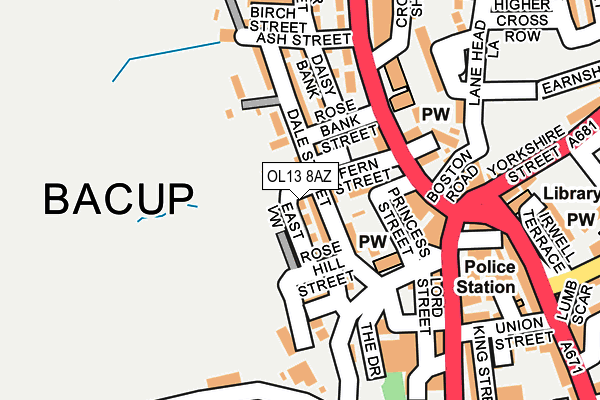 OL13 8AZ map - OS OpenMap – Local (Ordnance Survey)