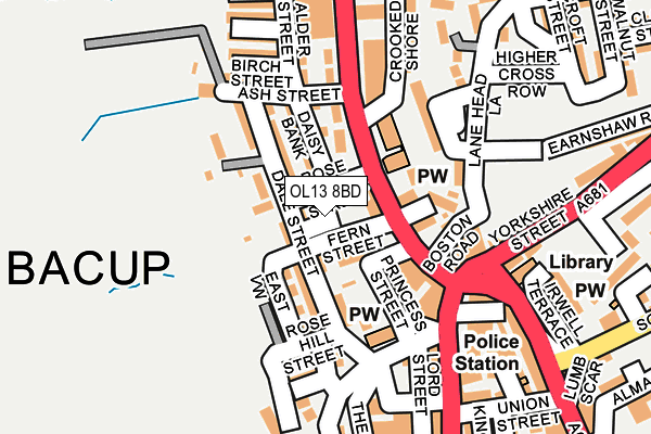 OL13 8BD map - OS OpenMap – Local (Ordnance Survey)