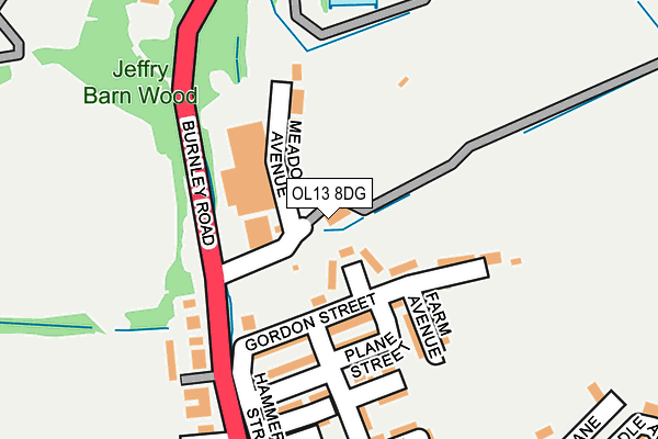 OL13 8DG map - OS OpenMap – Local (Ordnance Survey)