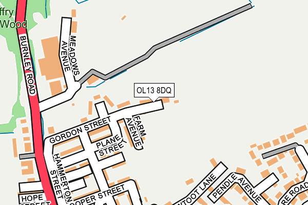 OL13 8DQ map - OS OpenMap – Local (Ordnance Survey)