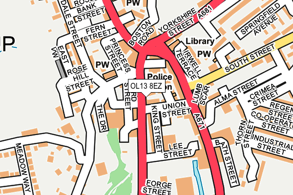 OL13 8EZ map - OS OpenMap – Local (Ordnance Survey)