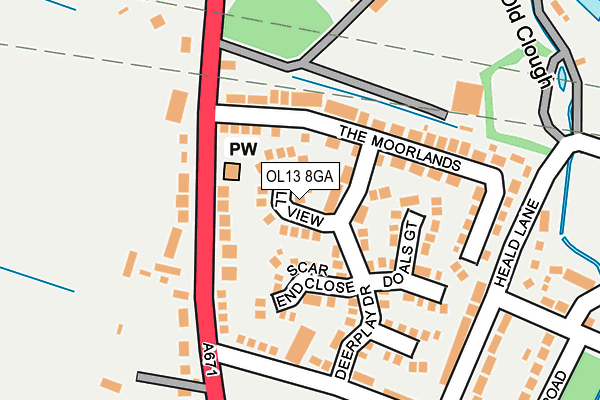 OL13 8GA map - OS OpenMap – Local (Ordnance Survey)