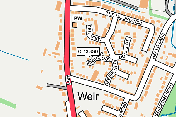 OL13 8GD map - OS OpenMap – Local (Ordnance Survey)