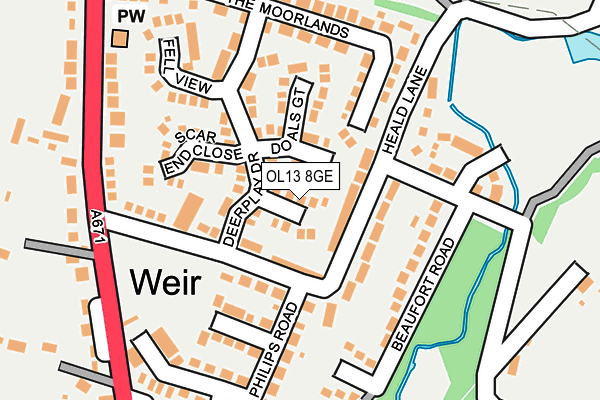OL13 8GE map - OS OpenMap – Local (Ordnance Survey)