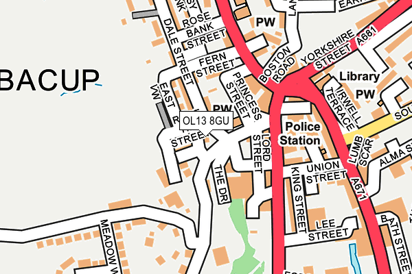 OL13 8GU map - OS OpenMap – Local (Ordnance Survey)