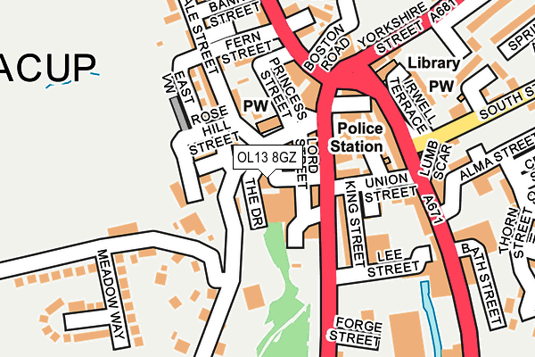 OL13 8GZ map - OS OpenMap – Local (Ordnance Survey)