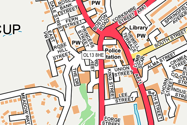 OL13 8HE map - OS OpenMap – Local (Ordnance Survey)