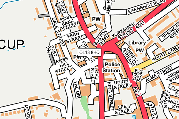 OL13 8HQ map - OS OpenMap – Local (Ordnance Survey)