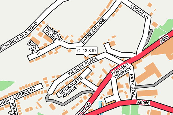 OL13 8JD map - OS OpenMap – Local (Ordnance Survey)