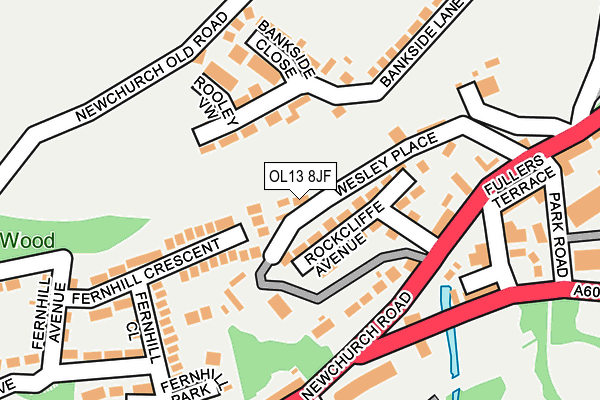 OL13 8JF map - OS OpenMap – Local (Ordnance Survey)