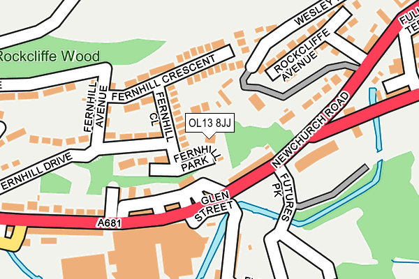 OL13 8JJ map - OS OpenMap – Local (Ordnance Survey)