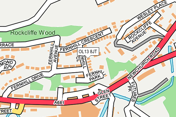 OL13 8JT map - OS OpenMap – Local (Ordnance Survey)