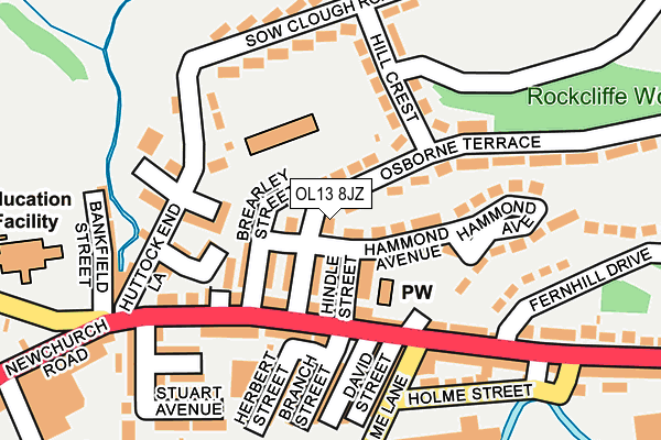 OL13 8JZ map - OS OpenMap – Local (Ordnance Survey)