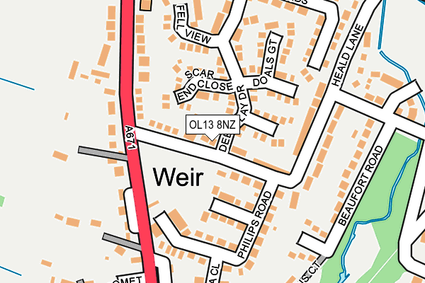 OL13 8NZ map - OS OpenMap – Local (Ordnance Survey)