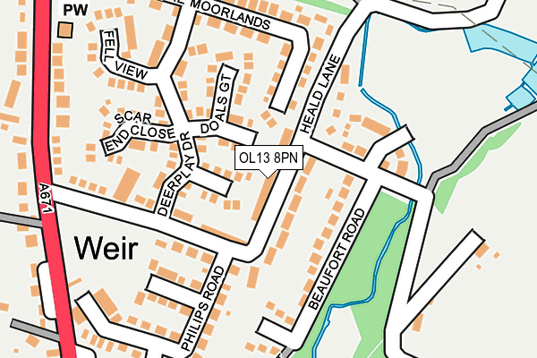 OL13 8PN map - OS OpenMap – Local (Ordnance Survey)