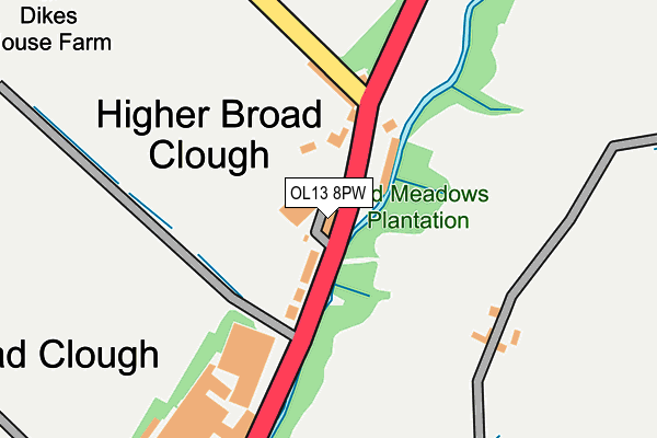 OL13 8PW map - OS OpenMap – Local (Ordnance Survey)