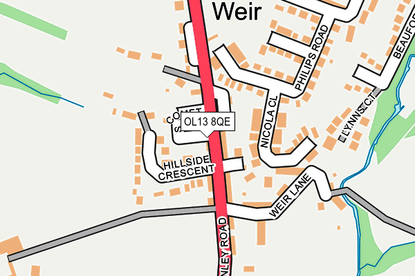 OL13 8QE map - OS OpenMap – Local (Ordnance Survey)