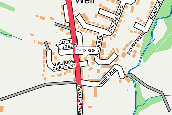 OL13 8QF map - OS OpenMap – Local (Ordnance Survey)