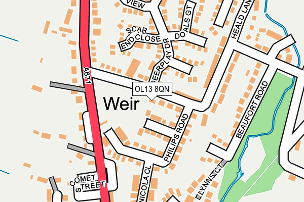 OL13 8QN map - OS OpenMap – Local (Ordnance Survey)