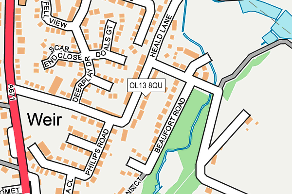 OL13 8QU map - OS OpenMap – Local (Ordnance Survey)